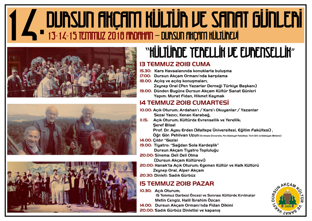 14. Dursun Akçam Kültür ve Sanat  Günleri 13-14-15 Temmuz’da