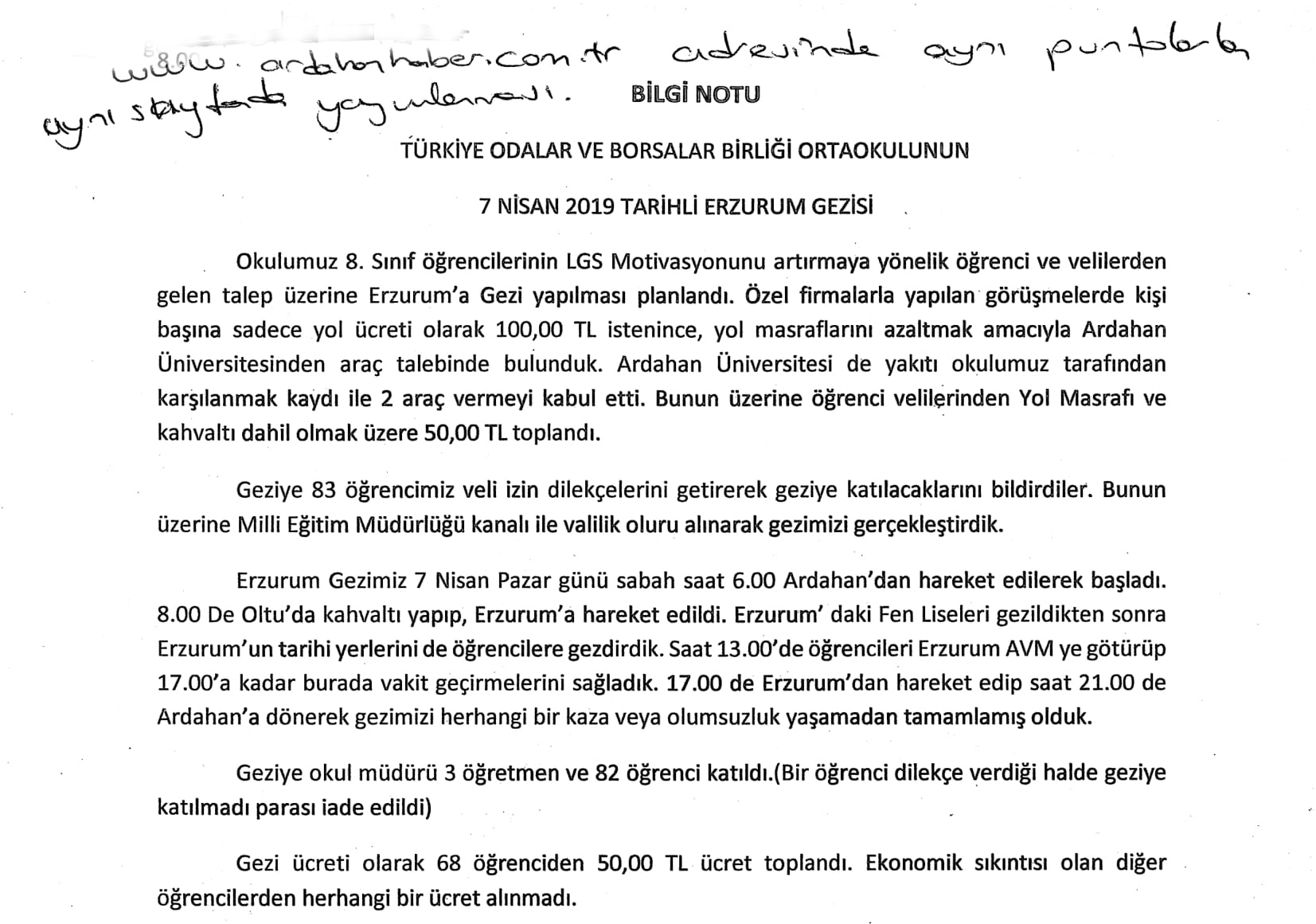 TOBB OKULUNDAN ‘POPKEK’ AÇIKLAMASI