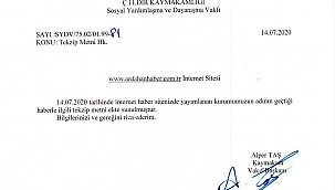 ÇILDIR KAYMAKAMLIĞINDAN AÇIKLAMA