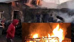 GÖLE’DE YANGIN, EV TAMAMEN KÜL OLDU