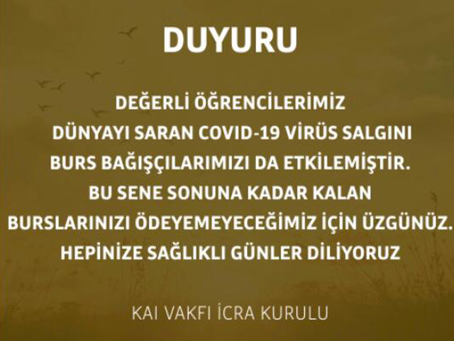 PANDEMİ, KAI VAKFINI DA VURDU