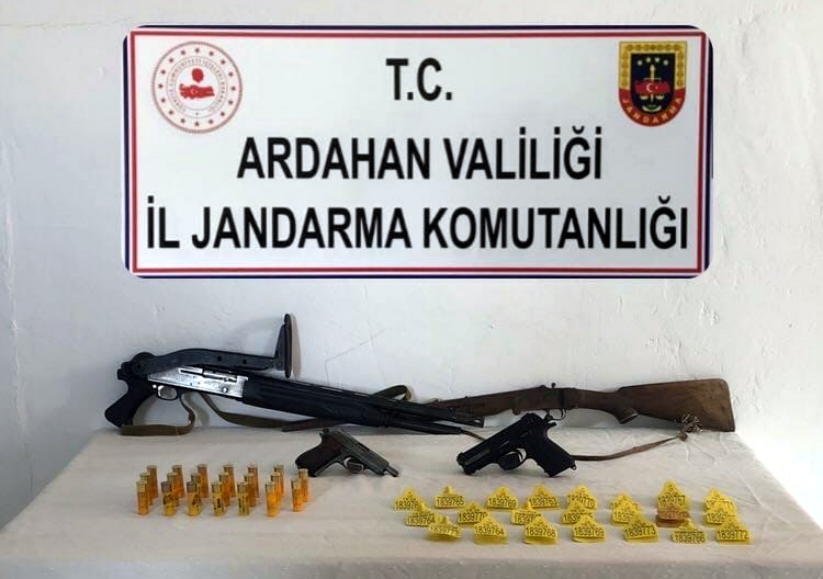 RUHSATSIZ SİLAH VE HAYVAN KÜPELERİ ELE GEÇİRİLDİ