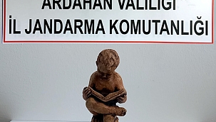 ARDAHAN'DA ÇOCUK FİGÜRLÜ HEYKEL ELE GEÇİRİLDİ