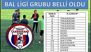 SERHAT ARDAHAN SPOR 3'ÜNCÜ GRUPTA YER ALDI