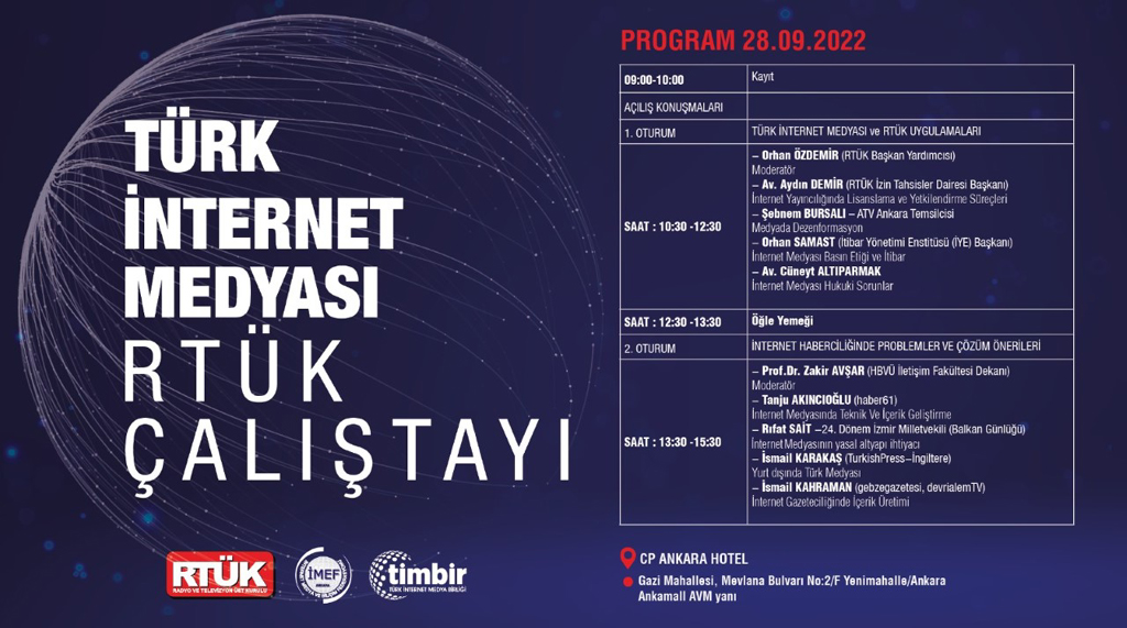 RTÜK; TÜRK İNTERNET MEDYA ÇALIŞTAYI'NDA İNTERNET MEDYA TEMSİLCİLERİ İLE BULUŞUYOR