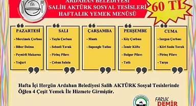 HİZMETE AÇILAN BELEDİYE TESİSLERİ HAFTALIK MENÜSÜNÜ YAYINLADI