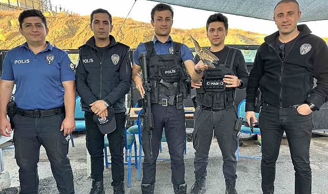 Polisten balaban kuşuna şefkat eli