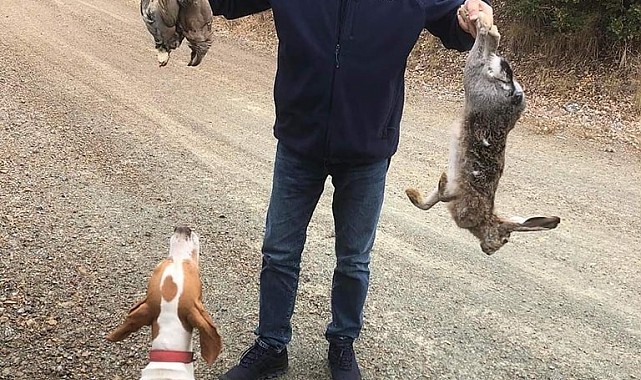Belediye Başkanı, avladığı tavşan ve kekliklerle poz verdi