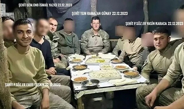 4 şehidimiz aynı sofrada! Kahramanlardan geriye bu fotoğraf kaldı
