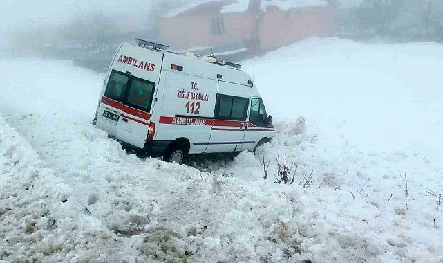 Ambulans buzlanma nedeniyle yoldan çıktı: 5 yaralı