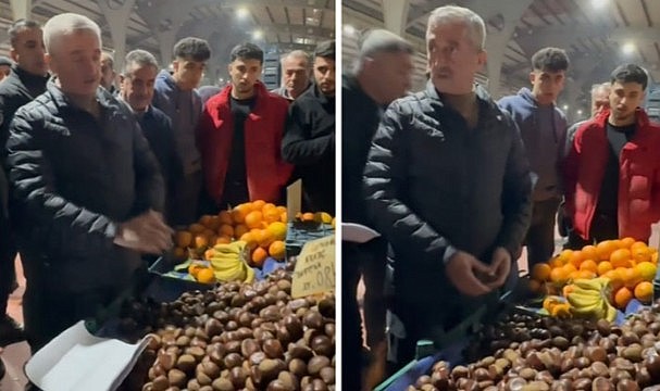 Belediye Başkanı Tahmazoğlu, pazarcıyı kameralar önünde fırçaladı: Bunu burada sattırmayız