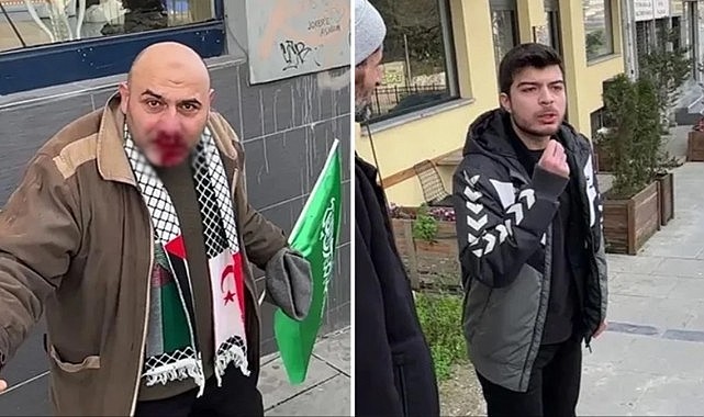 Filistin yürüyüşünden dönen vatandaşa açtığı bayrak nedeniyle yumruk atan şahıs tutuklandı