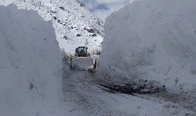 Yüksekova'da 5 metreyi geçen kar tünellerinde çalışma