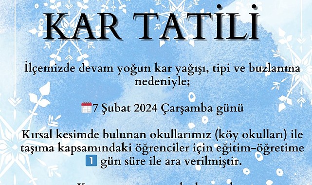 4 ilçede taşımalı eğitime 1 gün ara