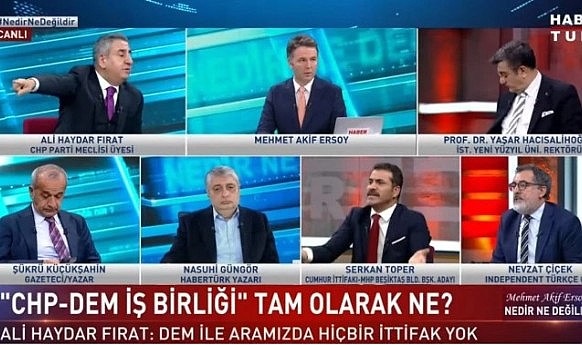 CHP'li Ali Haydar Fırat, "CHP-DEM iş birliği tam olarak ne?" yazısına tepki gösterip yayını terk etti