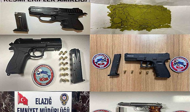 Elazığ'da ruhsatsız silah ve uyuşturucu madde ele geçirildi