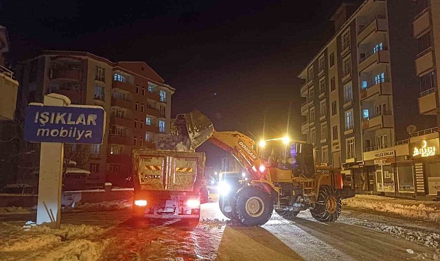 Erciş'te kar yığınları kamyonlarla taşınıyor