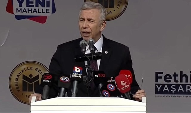 Mansur Yavaş, alanda toplanan kalabalığa Erdoğan'la özdeşleşen cümle ile hitap etti
