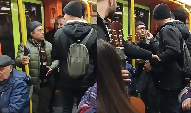 Metroda müzik çalarak para toplayan gençler ile vatandaşlar arasında tartışma çıktı