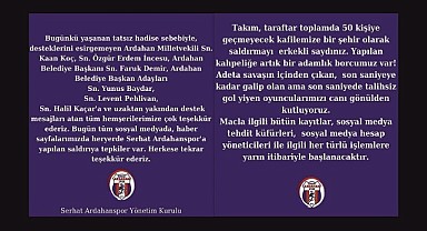 Serhat Ardahanspor: “Yasal yoldan hesap soracağız”
