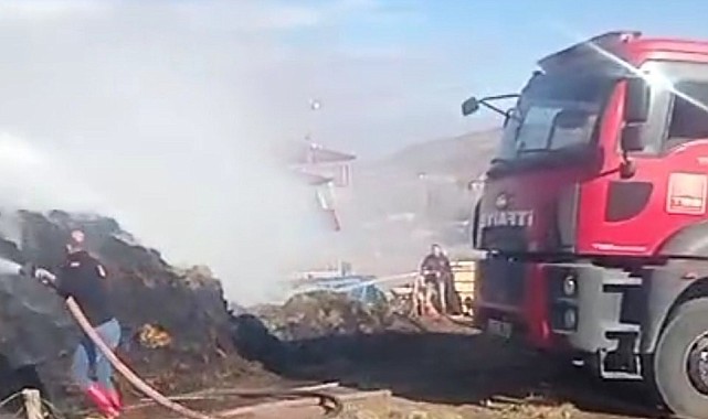 Sobadan çıkan kıvılcımlar 2500 ot balyasını kül etti