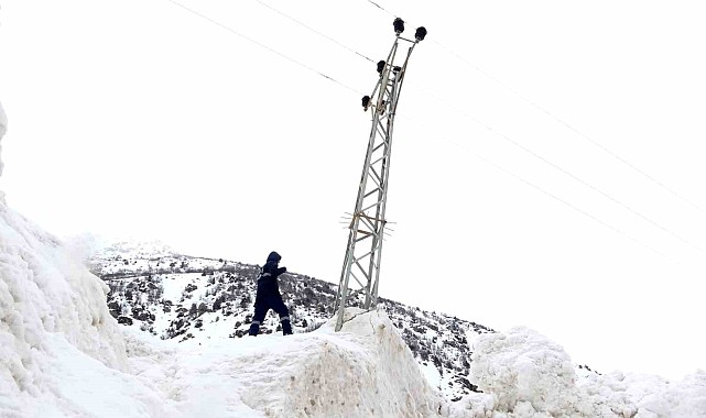 Çığ ve sulu kar elektrik direklerine zarar verdi: Ekiplerin zorlu mesaisi Ramazan&#039;da da sürüyor