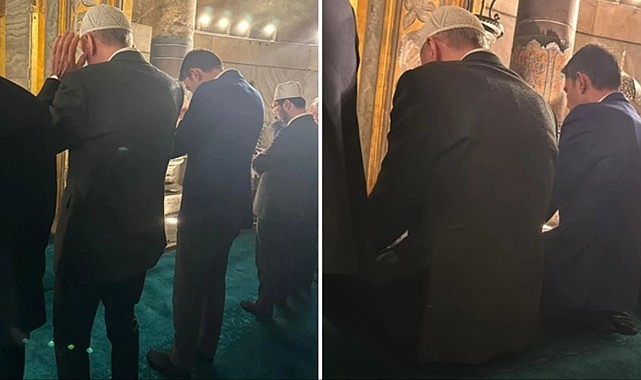 Cumhurbaşkanı Erdoğan Murat Kurum ile birlikte Ayasofya Camii'nde