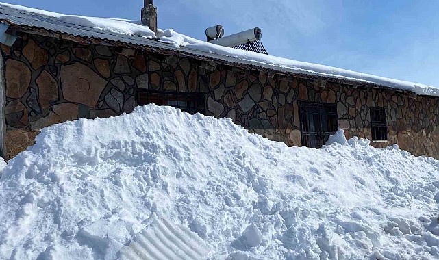 Karlıova'da günlerdir etkili olan kar, tek katlı evleri kara gömdü