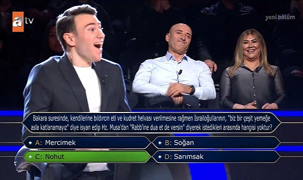 Kim Milyoner Olmak İster'de genç yarışmacı 5 milyon liralık soruya doğru yanıt verdi