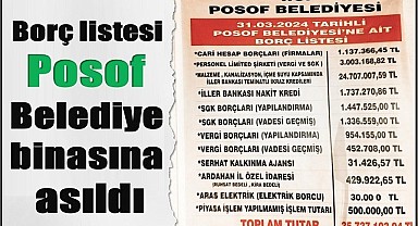 Borç listesi Posof Belediye binasına asıldı