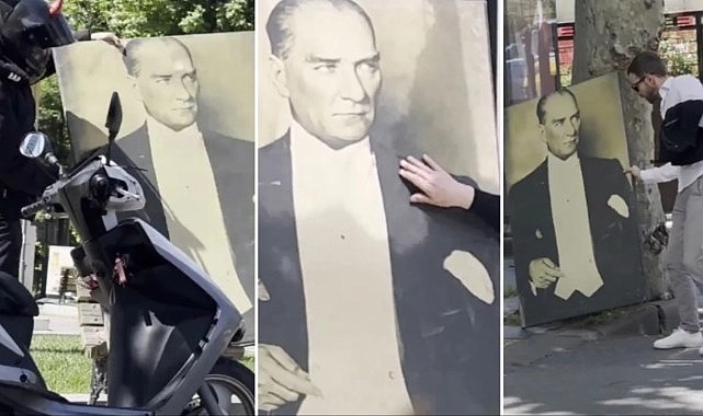 Atatürk portresini İstanbul'un farklı noktalarına bıraktılar! Halkın tepkisi bakın ne oldu