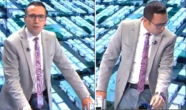 Canlı yayında depreme yakalandı! Sunucunun zor anları kamerada