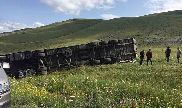 Ardahan'da tır devrildi: 1 yaralı