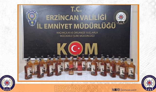 Erzincan'da 28 şişe kaçak içki ele geçirildi