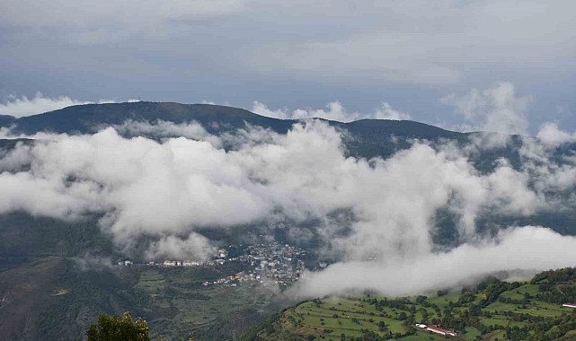 Posof ilçesini sis bulutu kapladı