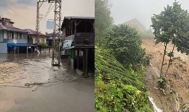 Rize’de şiddetli yağış sonrası heyelanlar meydana geldi