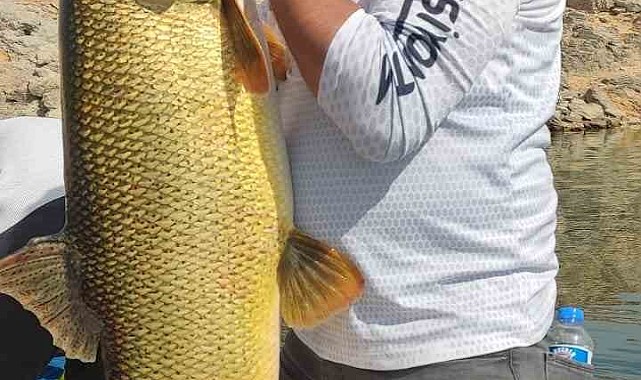 Elazığ'da oltaya 38 kiloluk dev Fırat turnası takıldı