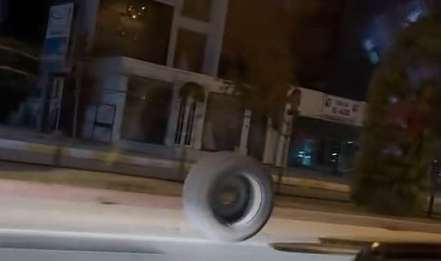 Römorktan çıkan tekerlek, metrelerce yol gitti