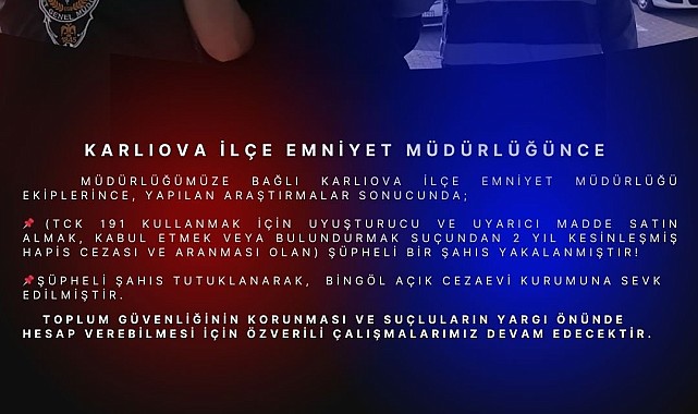 Bingöl'de kesinleşmiş hapis cezası bulunan zanlı yakalandı