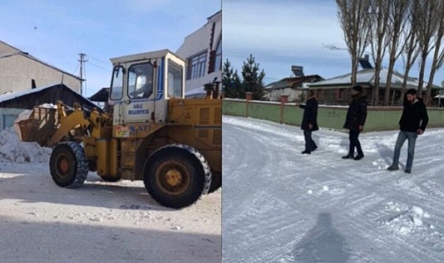 Göle'de kar temizleme çalışmaları aralıksız sürüyor