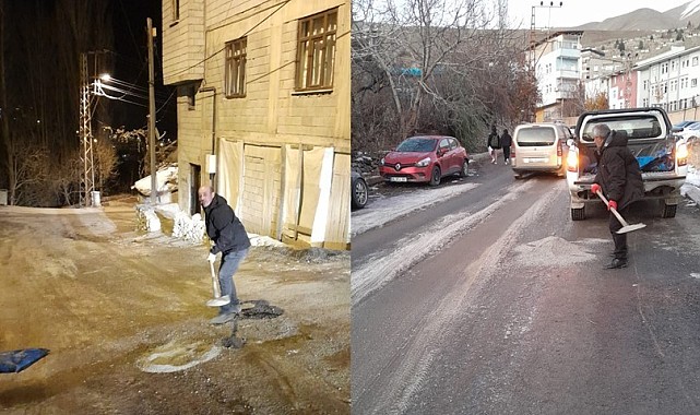 Hakkari'de yollar buz pistine döndü
