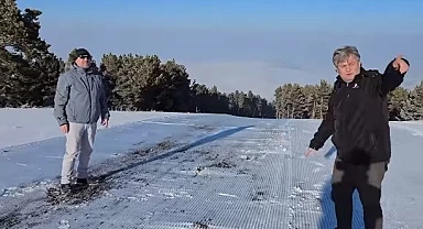 Yalnızçam Kayak Merkezi’nde kar ezme çalışmaları devam ediyor