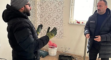 Serhat Ardahanspor Başkan Engin, kulüp binasındaki tadilat çalışmalarını denetledi