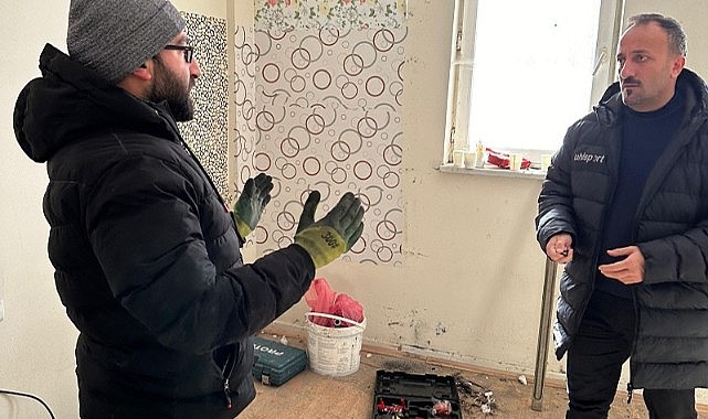 Serhat Ardahanspor Başkan Engin, kulüp binasındaki tadilat çalışmalarını denetledi