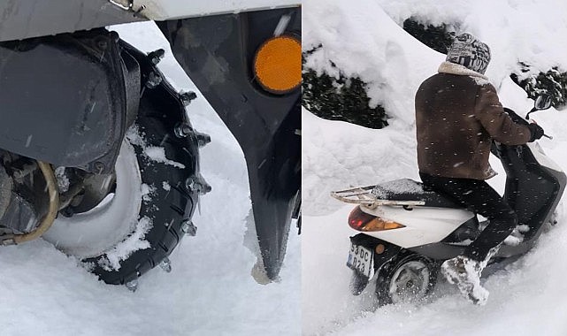 Böyle olur Rizeli’nin kar motosikleti