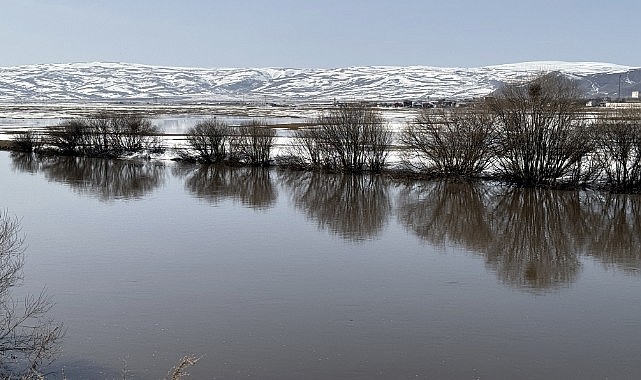 Sıcaklığın artmasıyla buzla kaplı Kura Nehri çözüldü