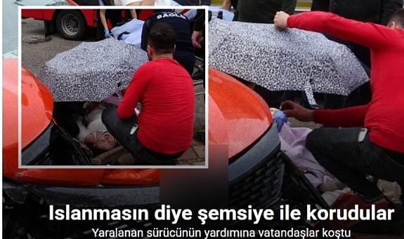 Yaralıları ıslanıp üşümemeleri için şemsiye ve battaniye ile korudular