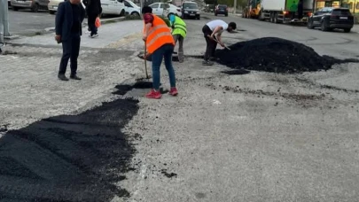 Göle Belediyesi bozulan yollara yama yaptı