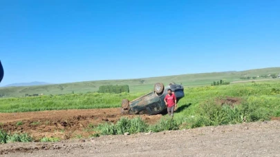 Akyaka’da otomobil takla attı: 1 yaralı