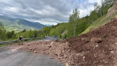 Ardahan-Posof kara yolunda toprak kayması